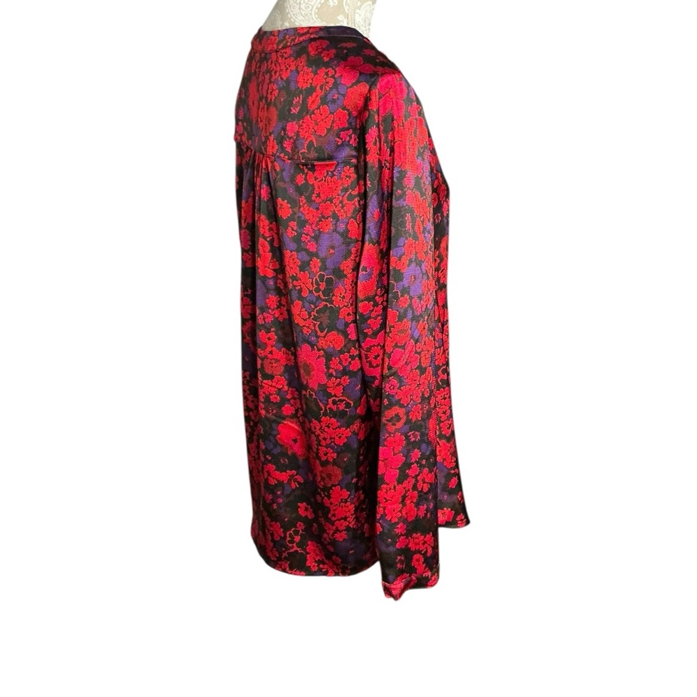 Lane Bryant Red & Purple Floral Blouse Size 14 - Picture 4 of 7